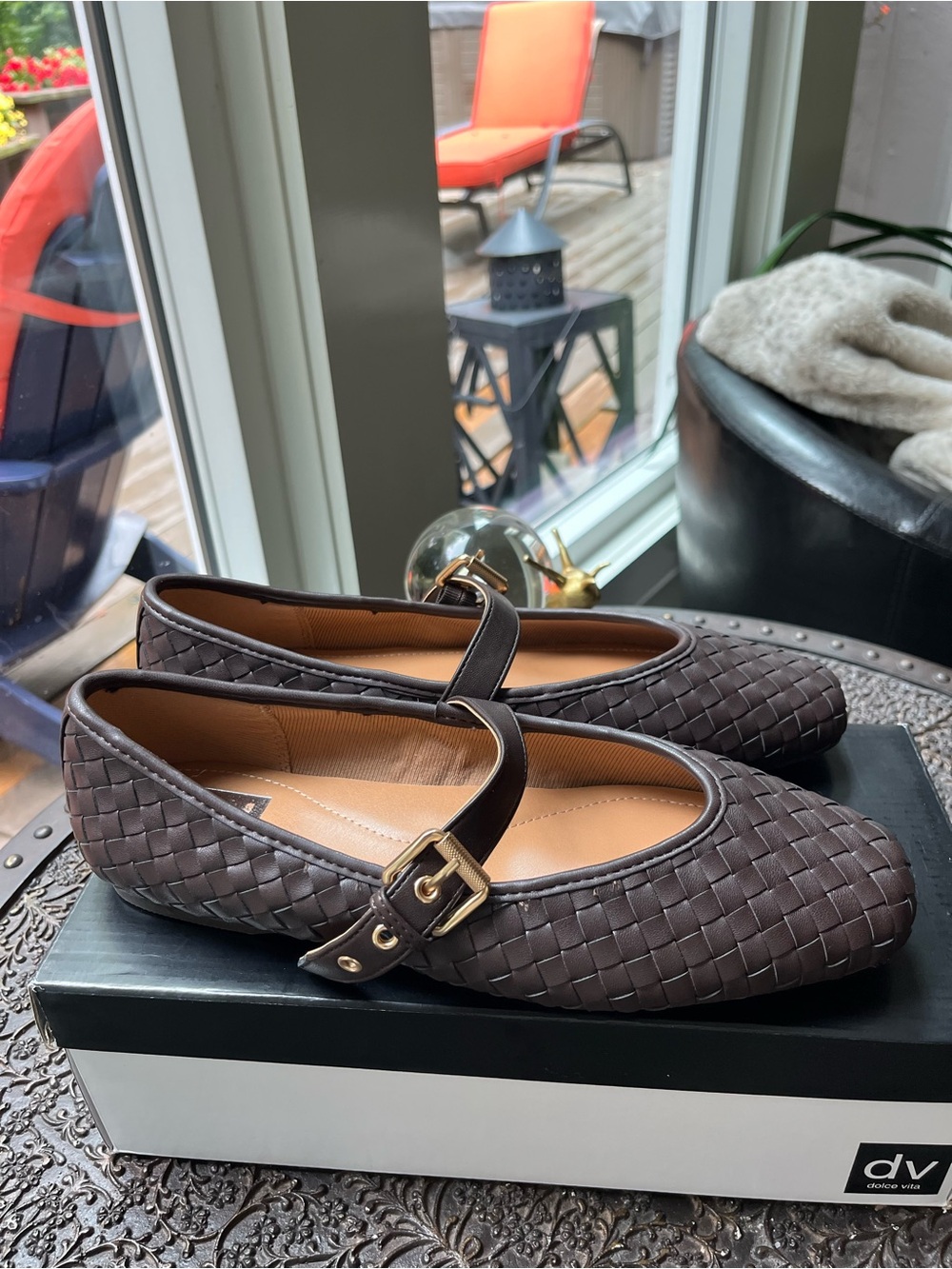 DOLCE VITA MULANEY WOVEN MARY JANE FLATS IN BROWN 9.5 SEE ALL PICS